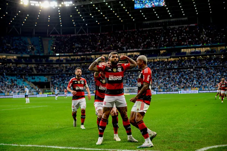 Grêmio x Flamengo: Gabigol comemora gol sobre o Grêmio, pela Copa do Brasil (Foto: Marcelo Cortes/Flamengo)